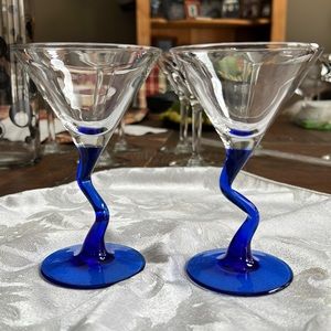 Cordial Liqueur Aperitif Cobalt blue glasses